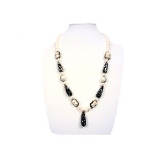 Bohemia Natural pearl handcrafted druzy necklace